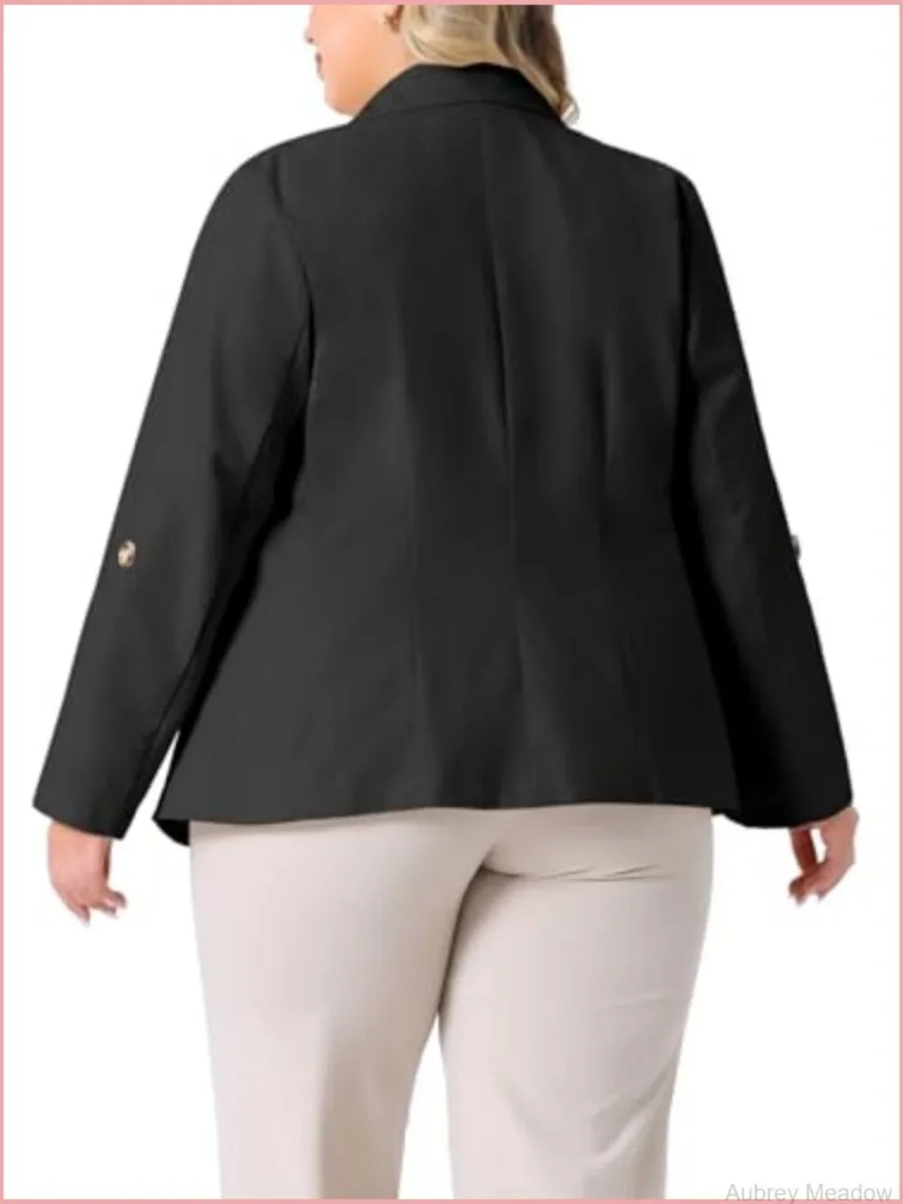 Plus Size Linen Cotton Blazer Lightweight Office Work Suit Jacket